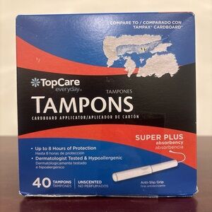 NEW 40 TopCare Cardboard Tampons for Women Super Plus Absorbency, Anti-Slip Grip